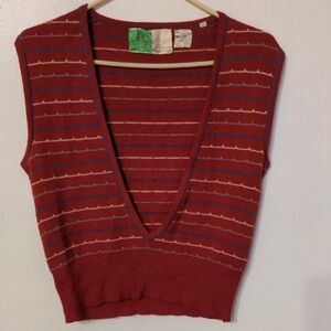 Vintage Made In Italy Knit Vest Skirt Set Red Sleeveless Top